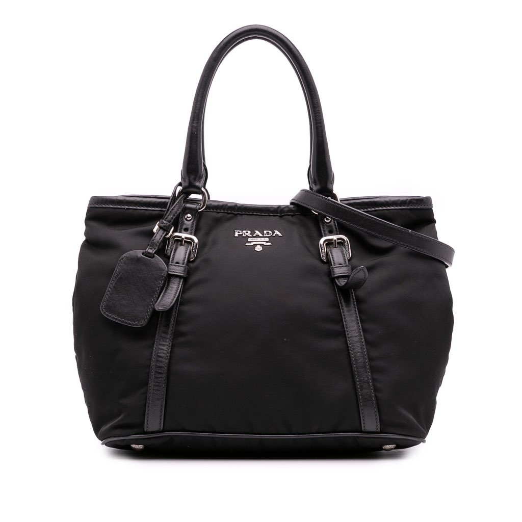 Prada Vitello Trimmed Tessuto Satchel