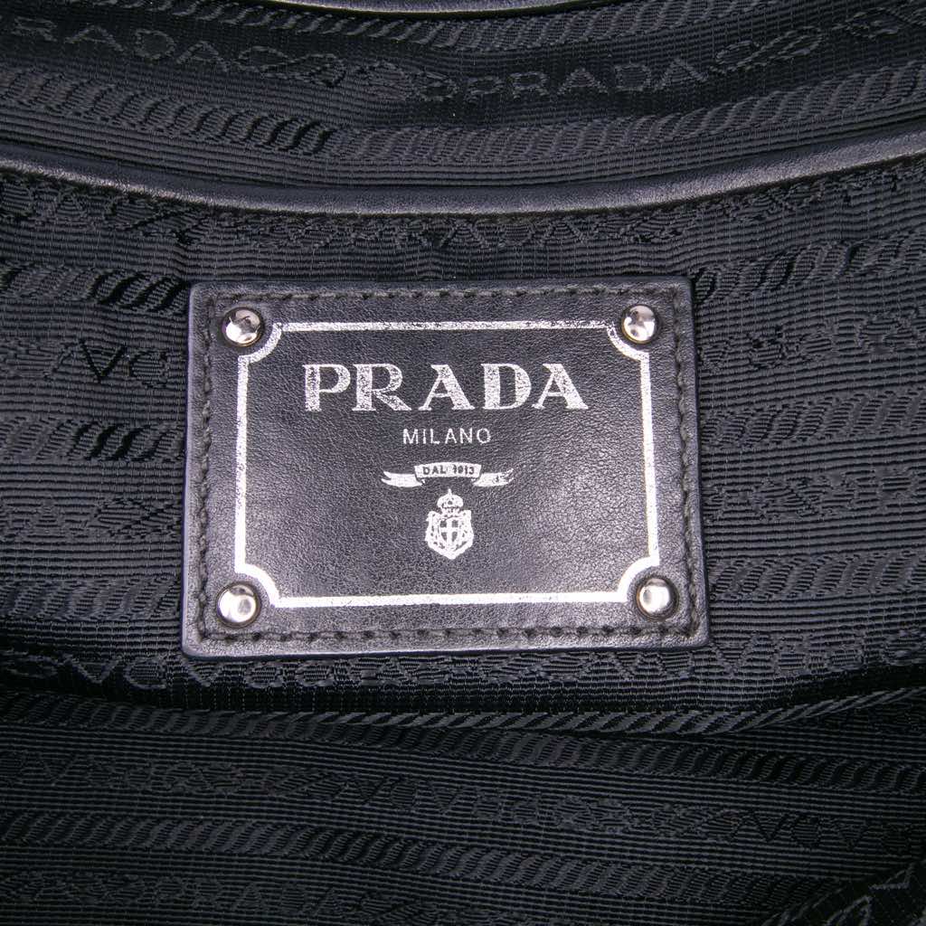 Prada Vitello Trimmed Tessuto Satchel - Side view