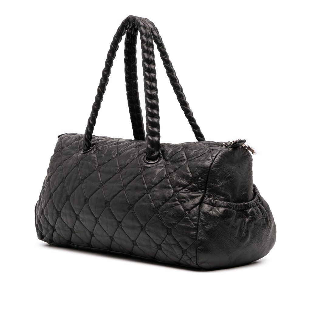 Chanel Quilted Lambskin Hidden Chain Bowler Bag - Back view