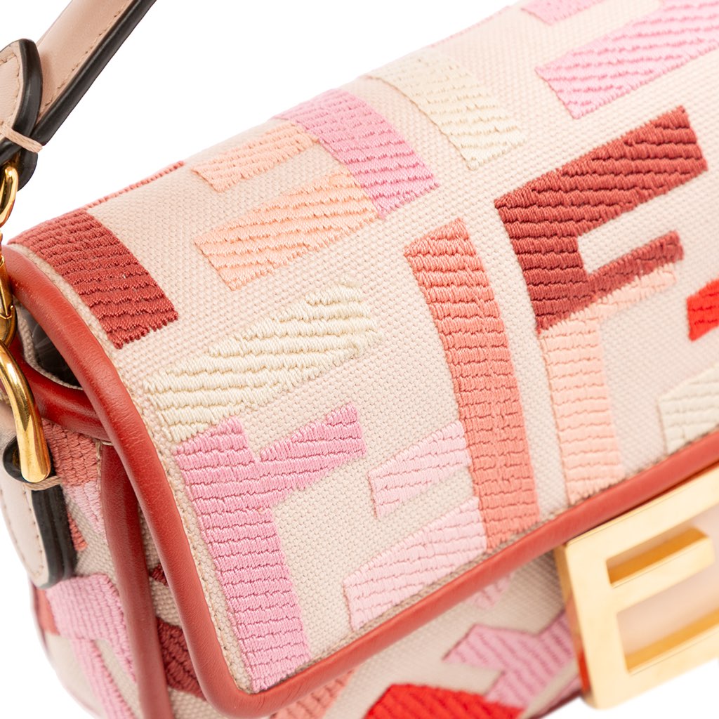 Fendi Mini Zucca Embroidered Baguette Satchel - Image 10