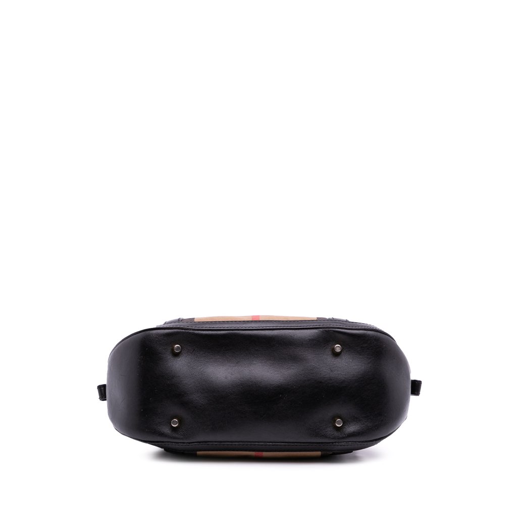 Burberry Small Leather Trimmed House Check Canvas Bridle Orchard Satchel - 3