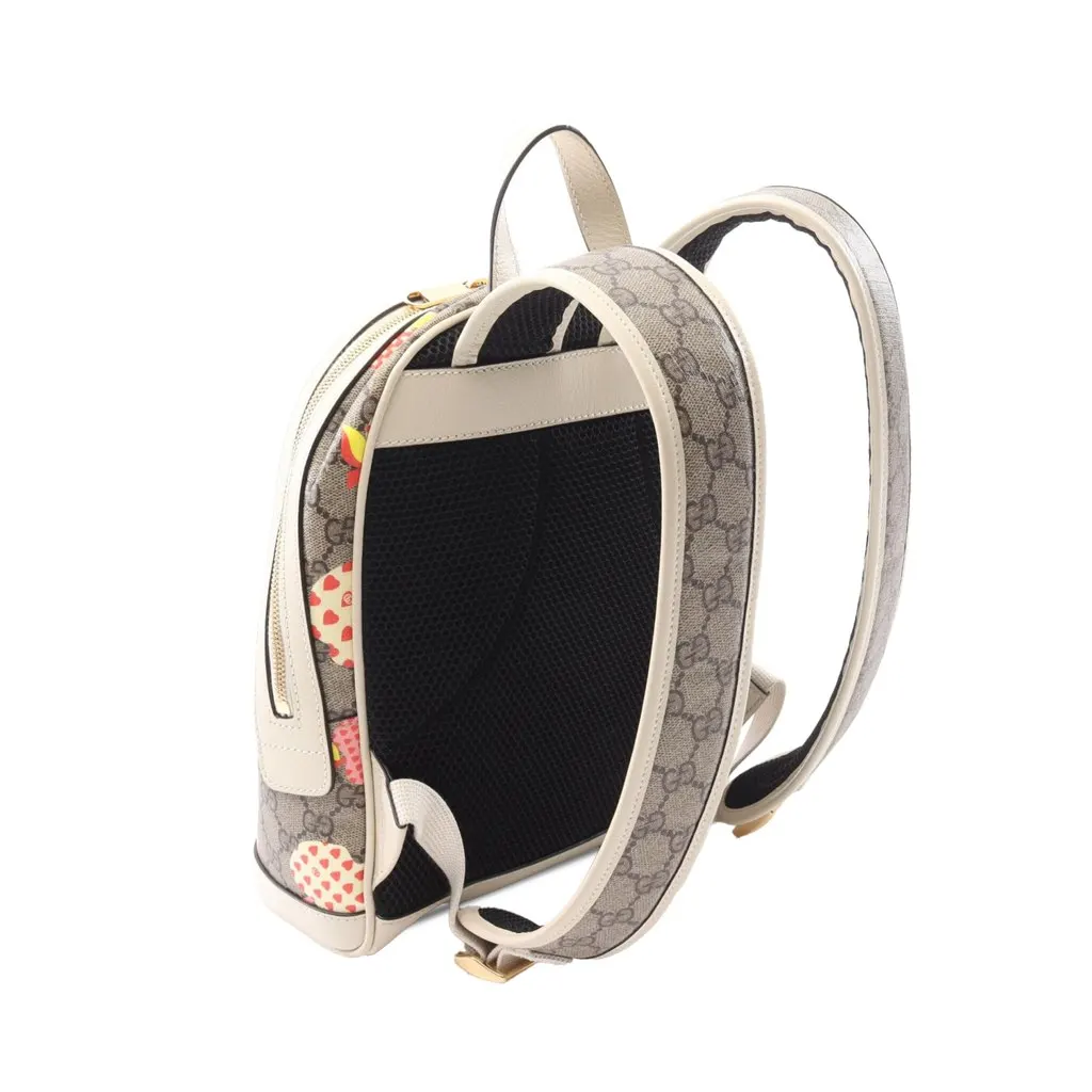 Gucci GG Supreme Les Pommes Apple and Heart Backpack Brown Canvas Good - Back View