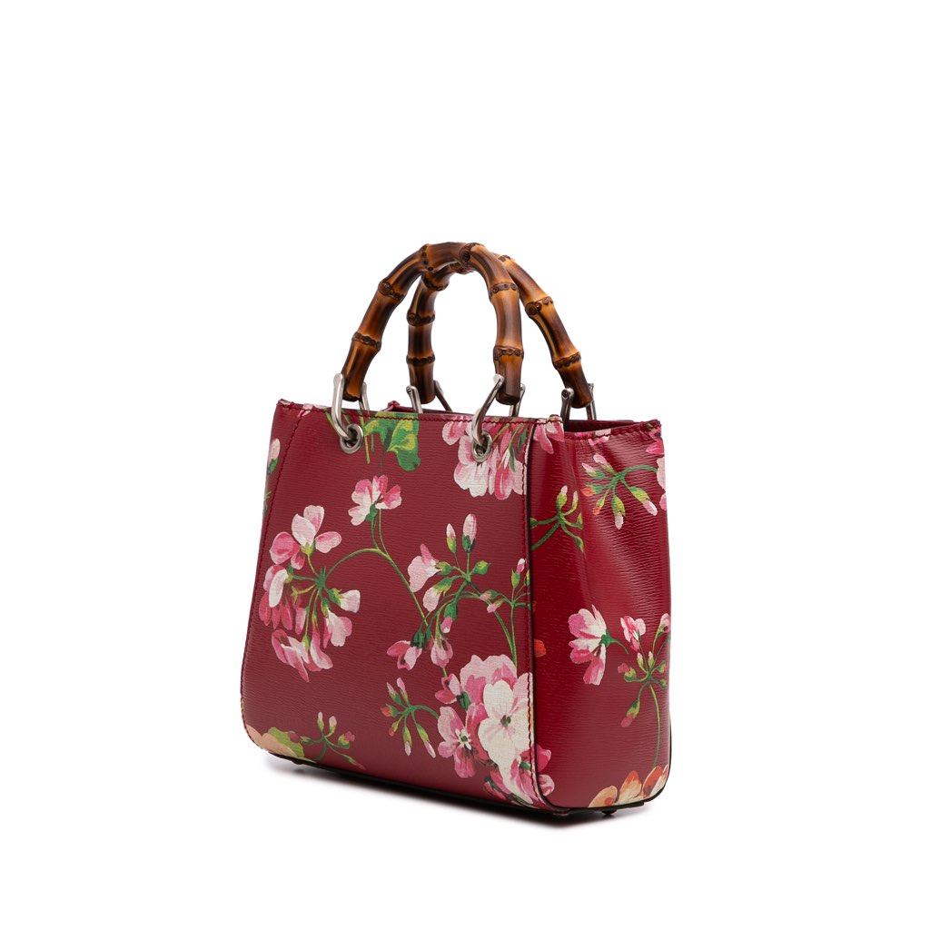 Gucci Mini Calfskin Blooms Bamboo Shopper Satchel - 2