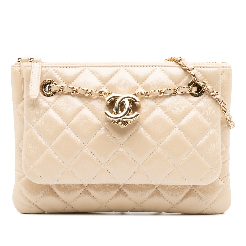 Chanel CC Quilted Lambskin Double Zip Crossbody