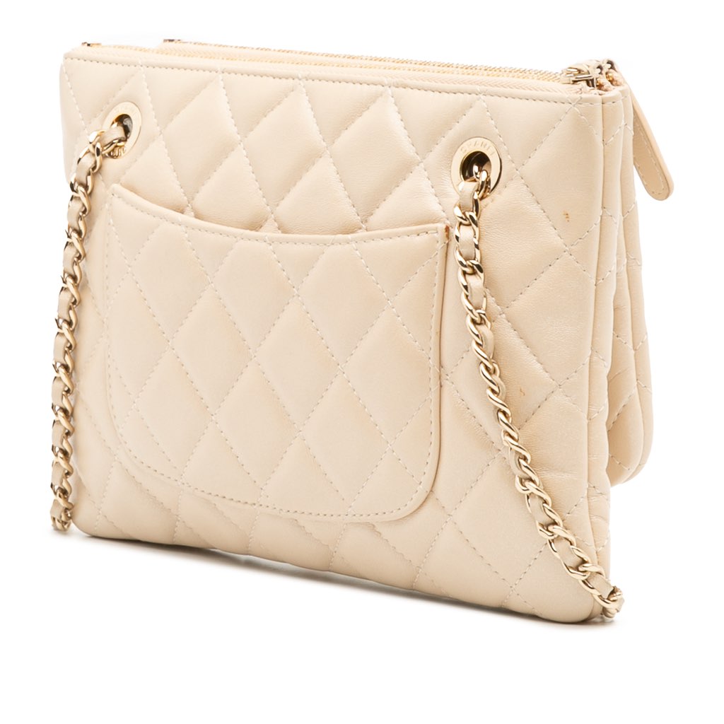 Chanel CC Quilted Lambskin Double Zip Crossbody - 2