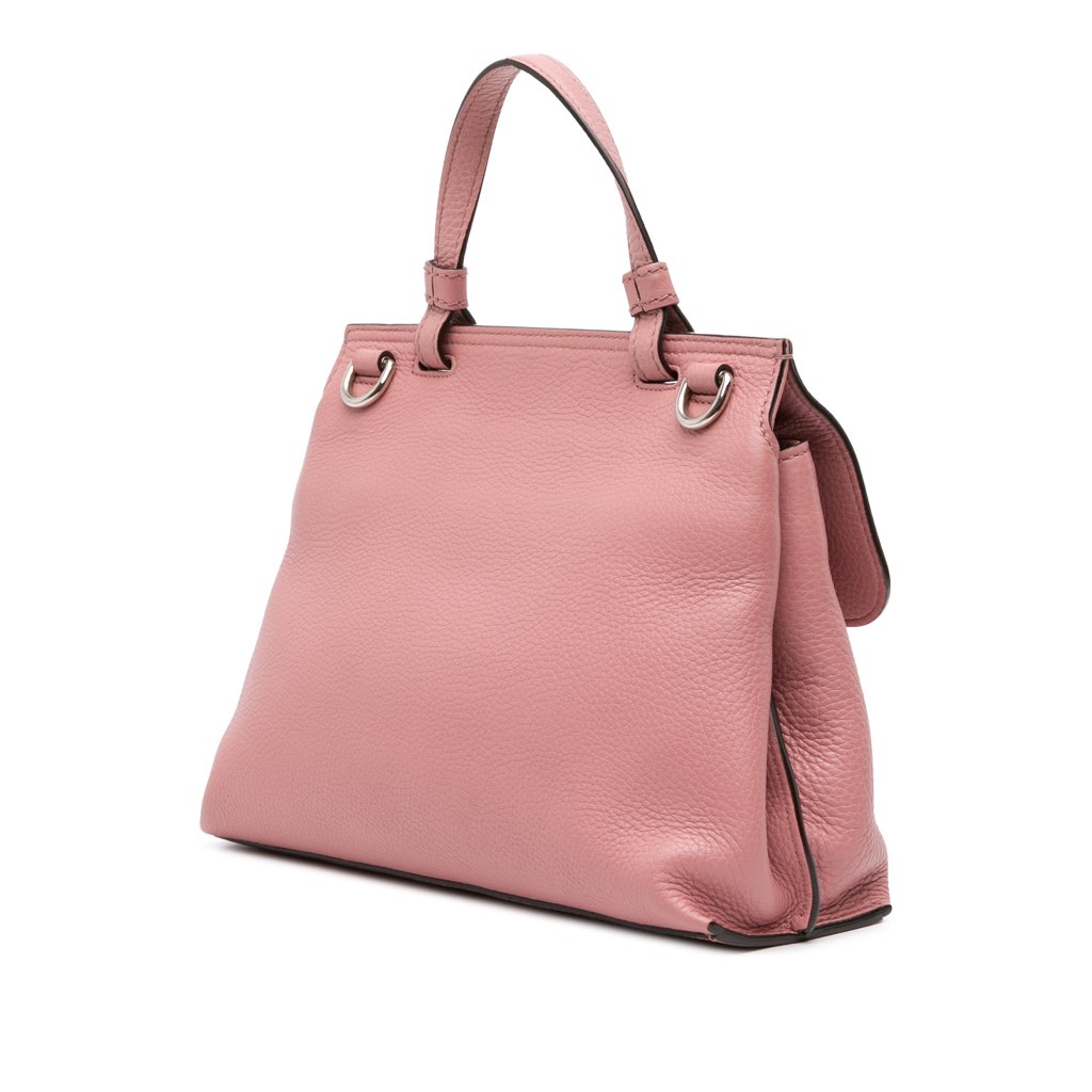 Gucci Medium Leather Bamboo Daily Satchel - Back view