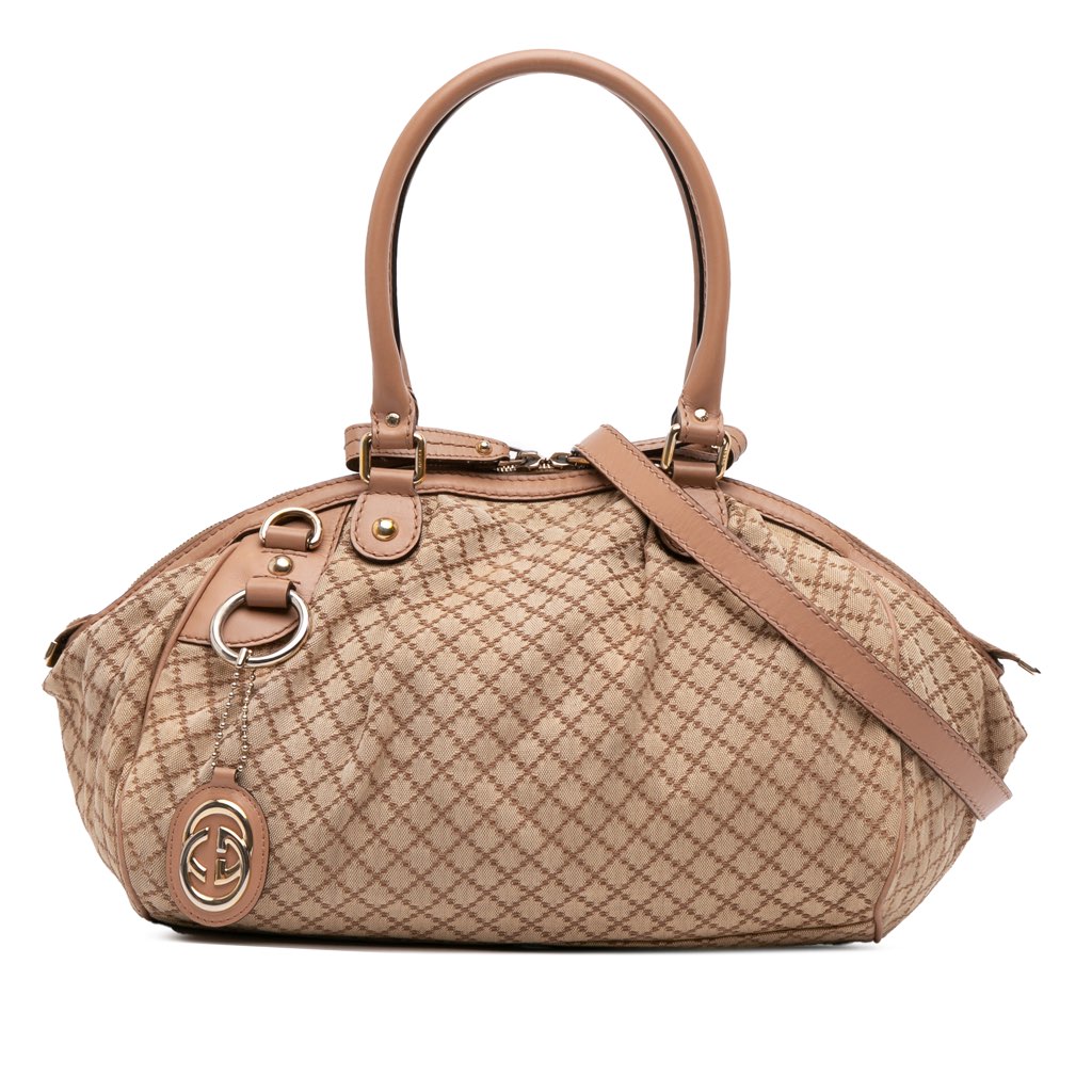 Gucci Diamante Canvas Sukey Satchel