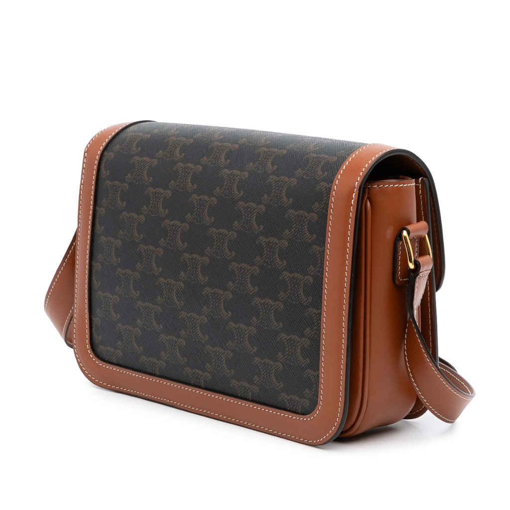 Celine Classique Triomphe Coated Canvas and Calfskin Triomphe Crossbody - Back view