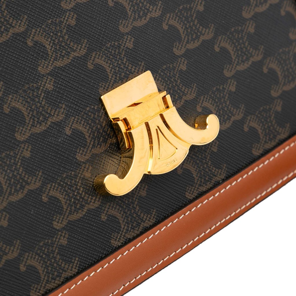 Celine Classique Triomphe Coated Canvas and Calfskin Triomphe Crossbody - Image 13