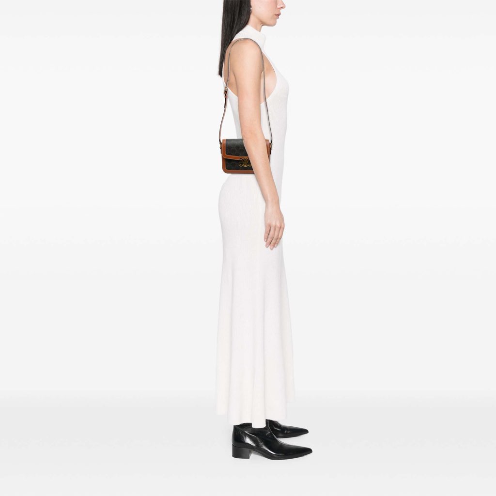 Celine Classique Triomphe Coated Canvas and Calfskin Triomphe Crossbody - Image 15