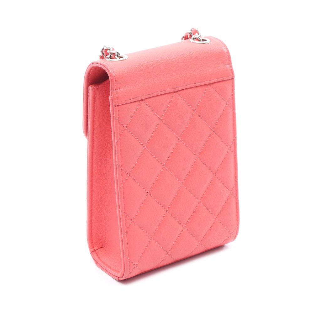 Chanel CC Quilted Caviar Phone Holder with Chain - 2