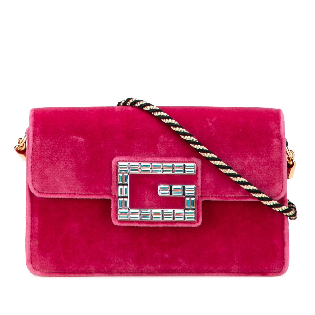 Gucci Crystal GG Velvet Broadway Crossbody