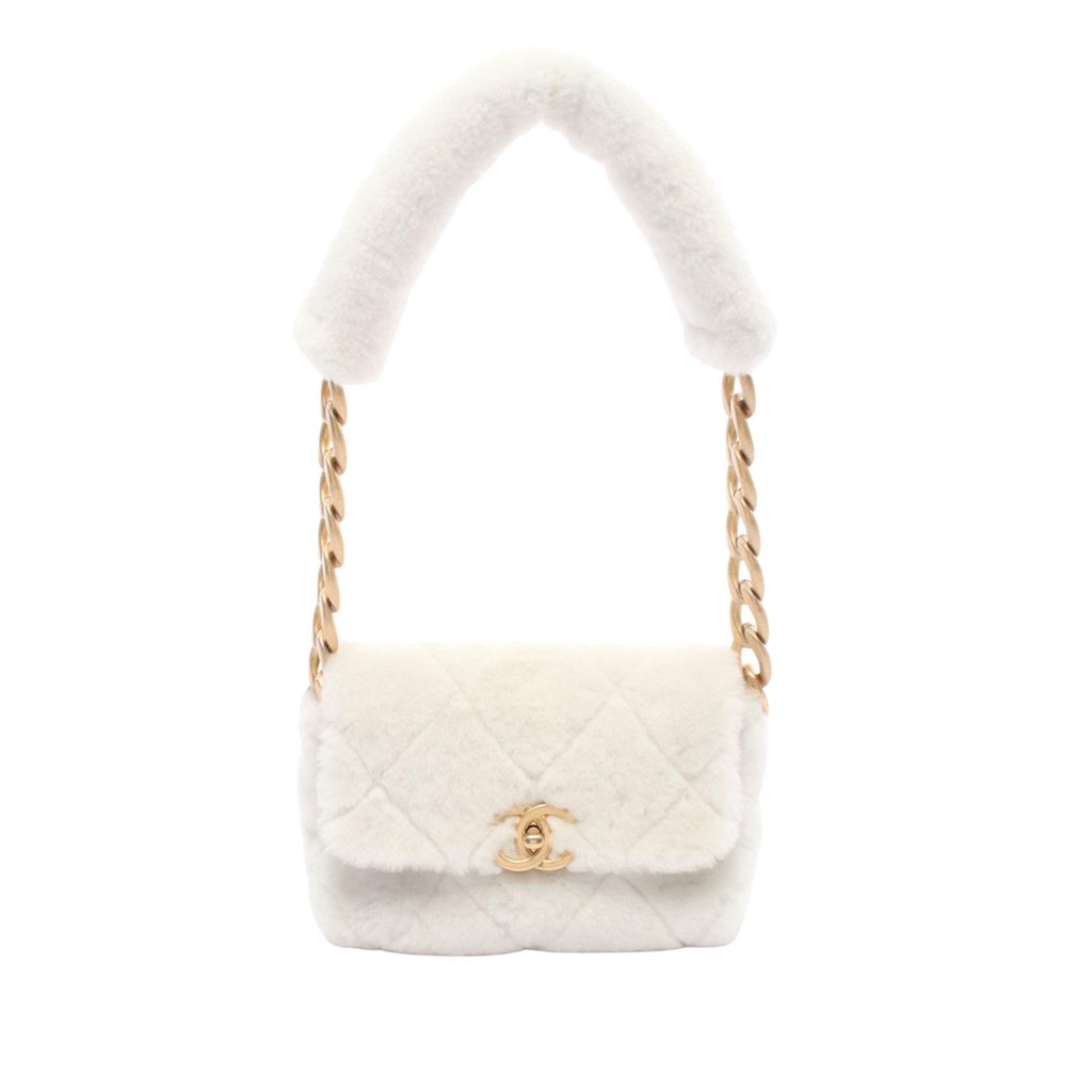 Chanel CC Quilted Shearling Padded Chain Flap