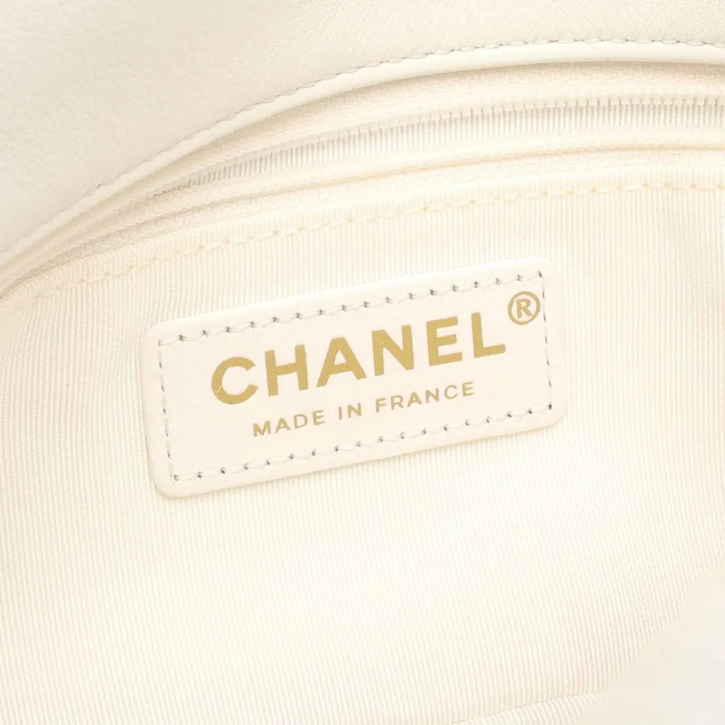 Chanel CC Quilted Shearling Padded Chain Flap White Good - Model View