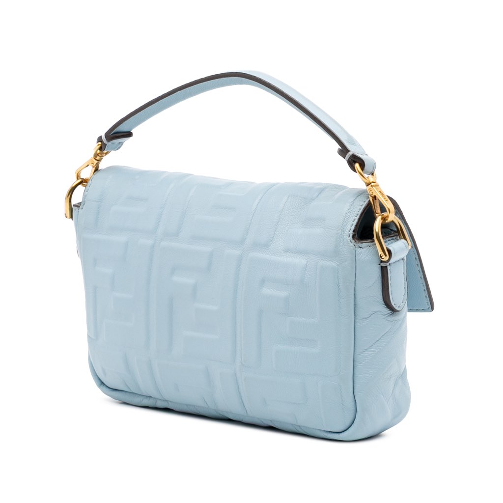 Fendi Mini Zucca Embossed Leather Baguette Satchel - Back view