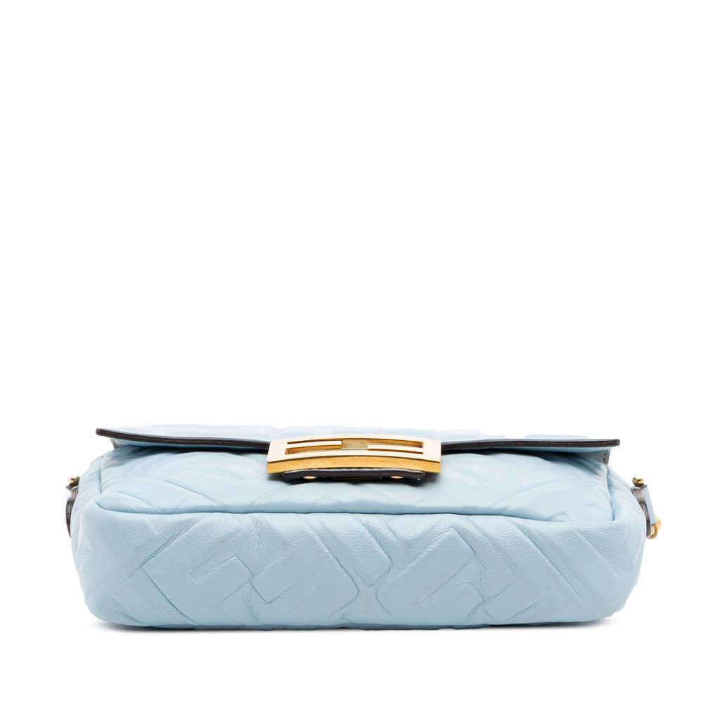 Fendi Mini Zucca Embossed Leather Baguette Satchel - Image 6