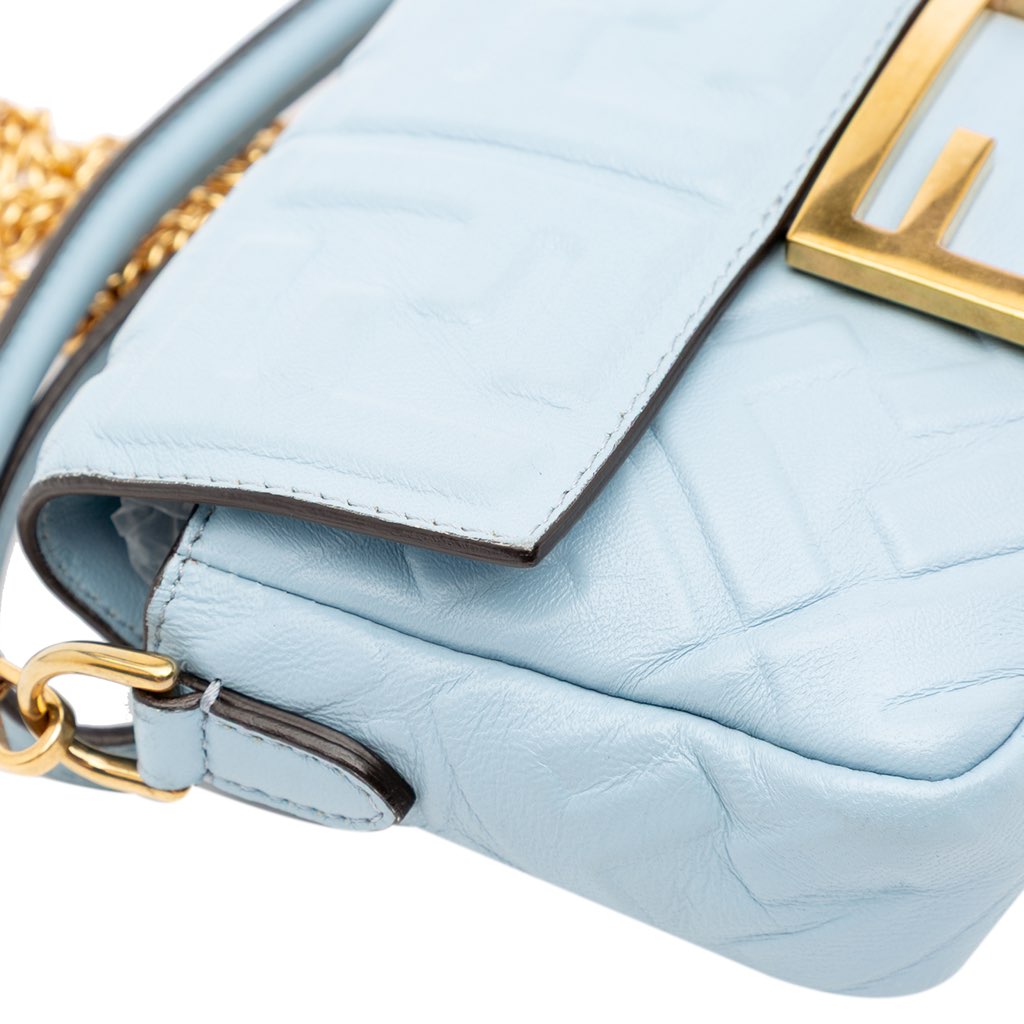 Fendi Mini Zucca Embossed Leather Baguette Satchel - Detail 2