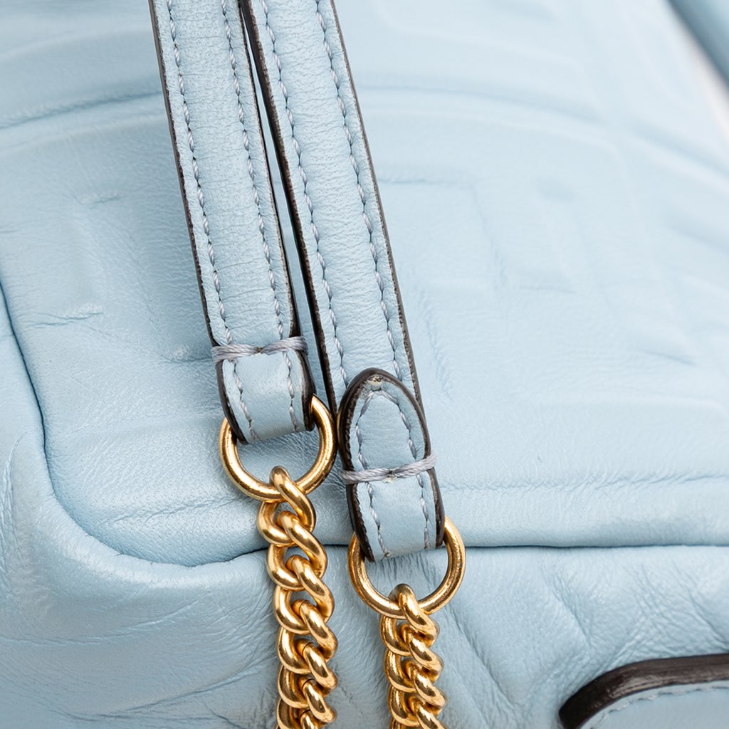 Fendi Mini Zucca Embossed Leather Baguette Satchel - Image 12