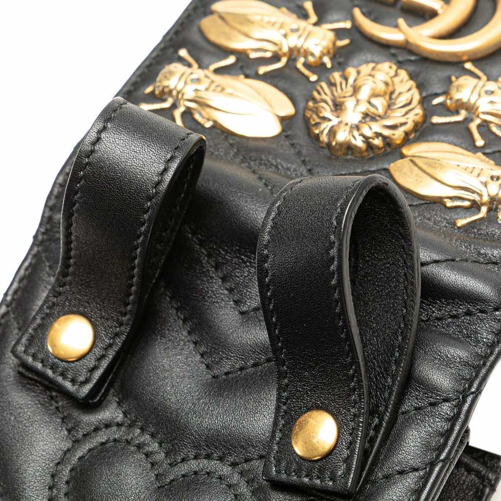 Gucci Mini GG Marmont Matelasse Leather Animal Studs Belt Pouch Bag - Image 13