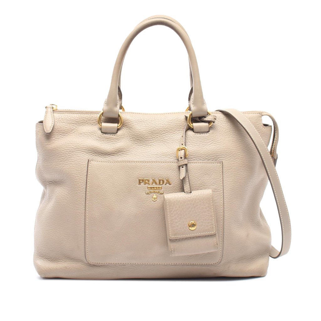 Prada Vitello Daino Zip Top Convertible Tote