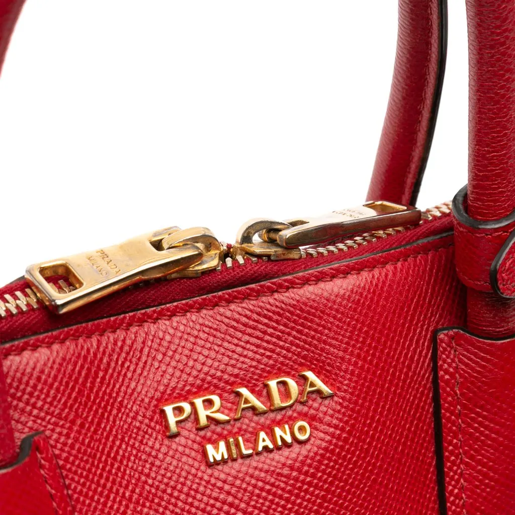Prada Medium Saffiano Dome Satchel Red Leather Very good - Box View