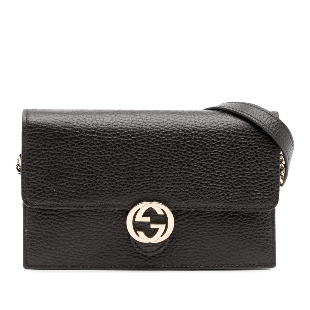 Gucci Leather Interlocking G Dollar Wallet on Chain