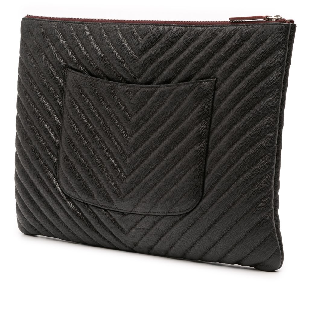 Chanel Large Chevron Caviar O Case Clutch - 2