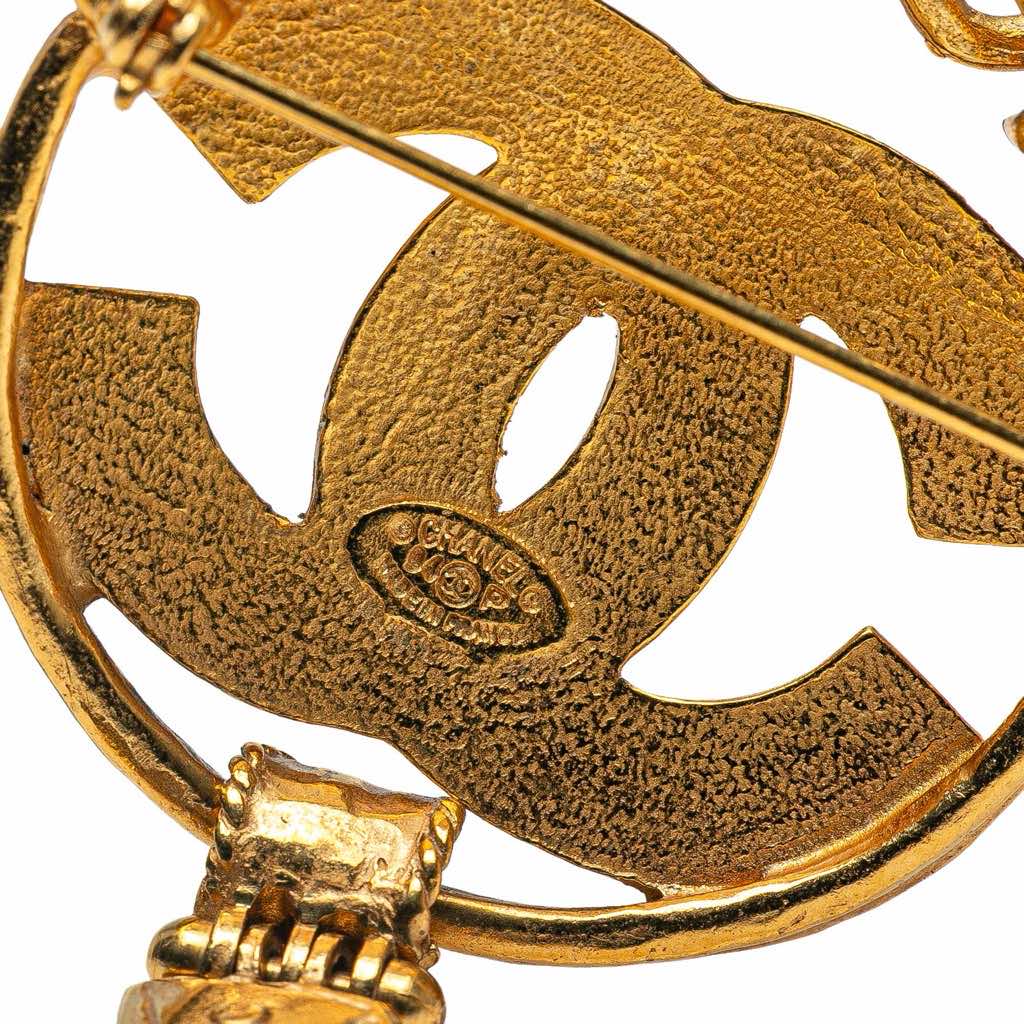 Chanel CC Gold Plated Cross Dangle Brooch - Image 6