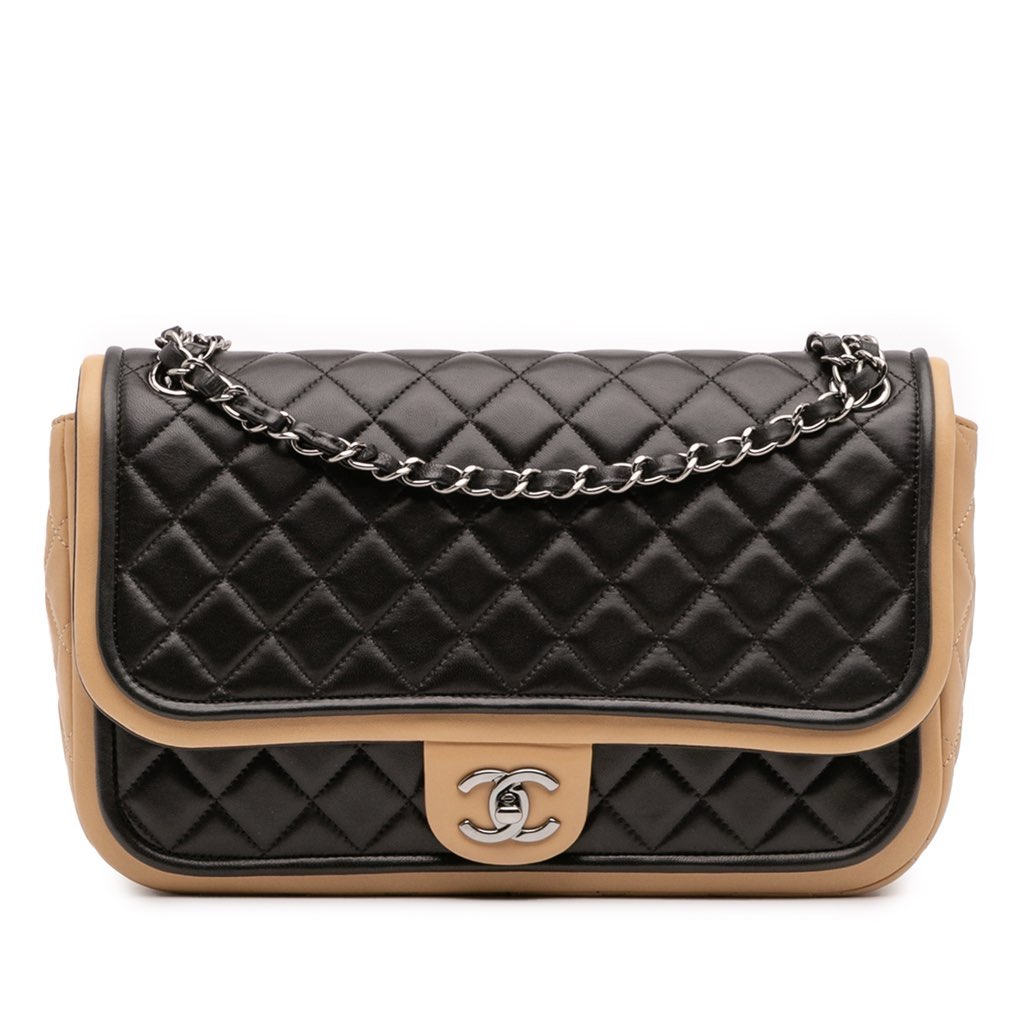 Chanel Jumbo Classic Bicolor Lambskin Twist Flap