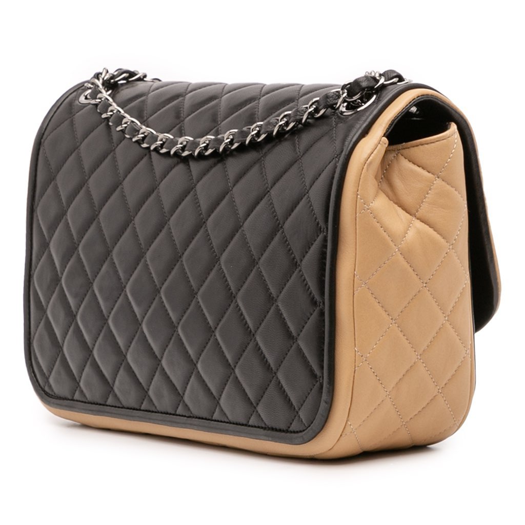 Chanel Jumbo Classic Bicolor Lambskin Twist Flap - Back view