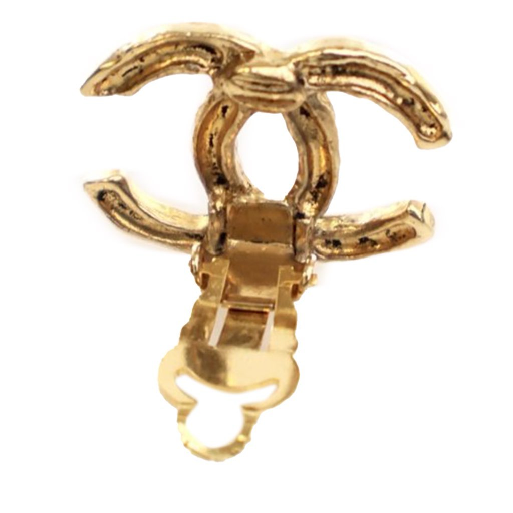 Chanel CC Gold Plated Clip On Earrings - Image 6
