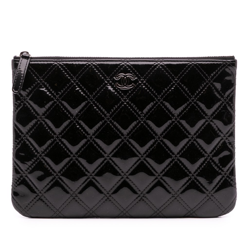 Chanel Medium Quilted Patent O Case Clutch