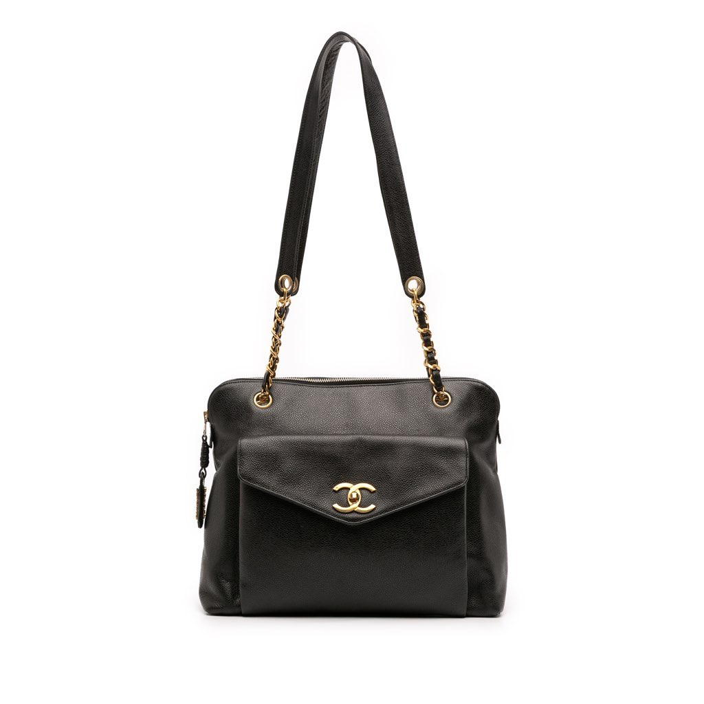 Chanel Caviar Front Pocket Chain Tote
