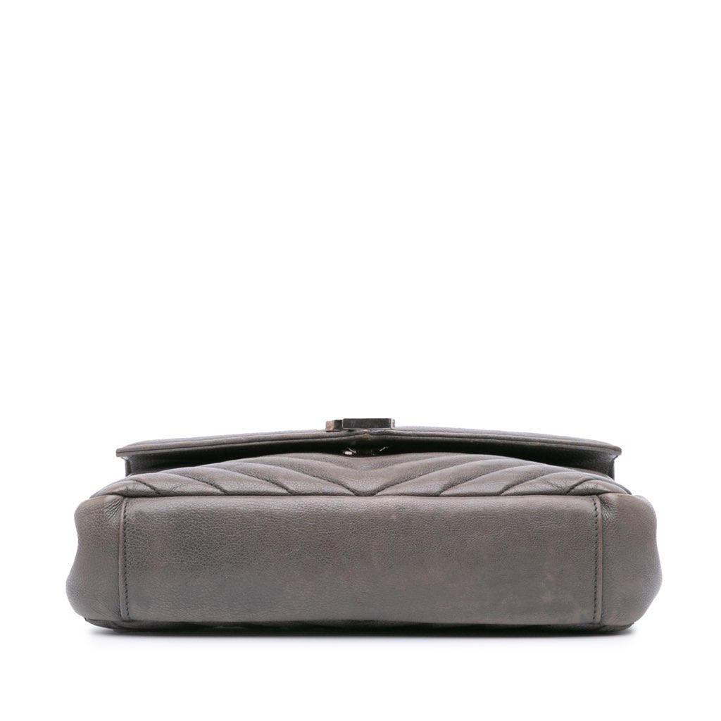 Saint Laurent Medium Quilted Chevron Sheepskin College Satchel - 3