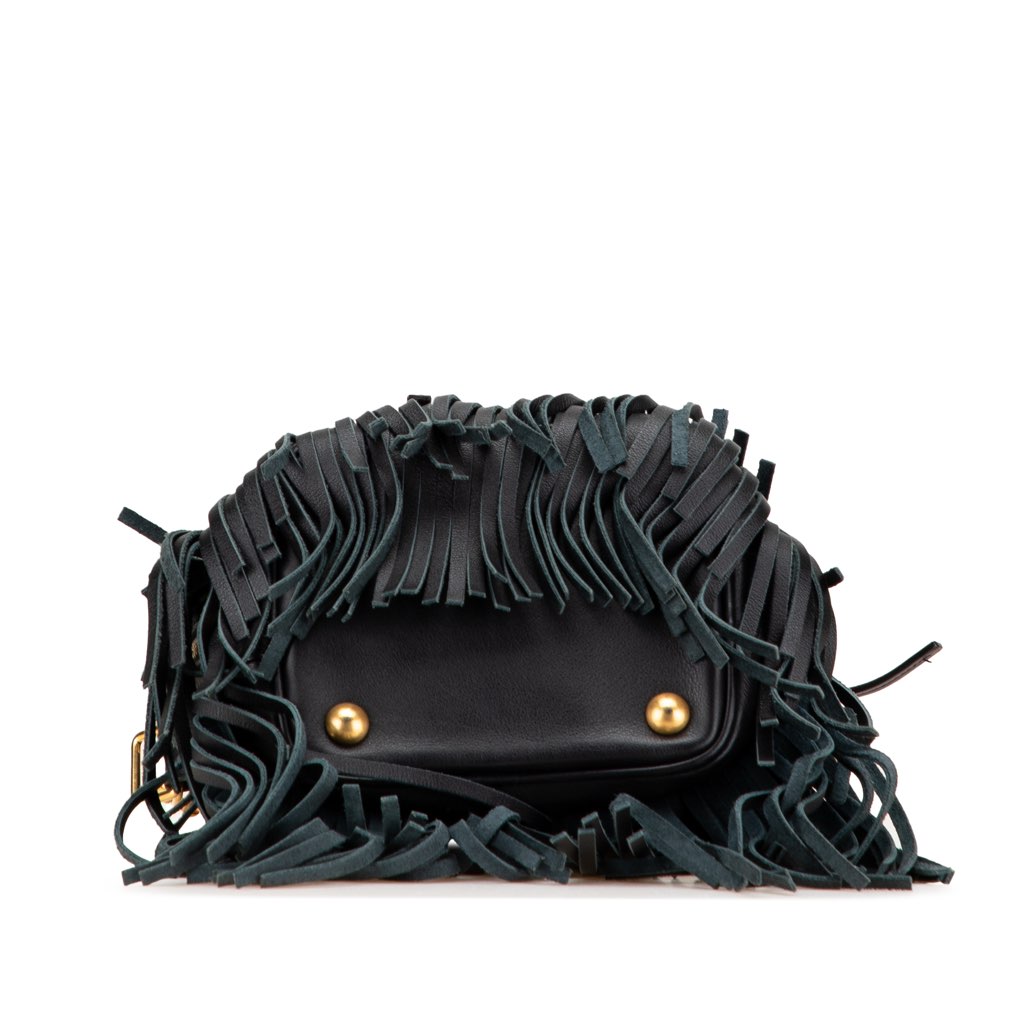 Saint Laurent Small Calfskin Emmanuelle Fringe Bucket Bag - 3