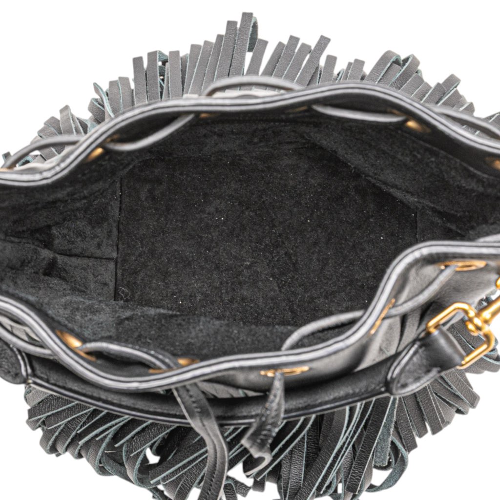 Saint Laurent Small Calfskin Emmanuelle Fringe Bucket Bag - 4
