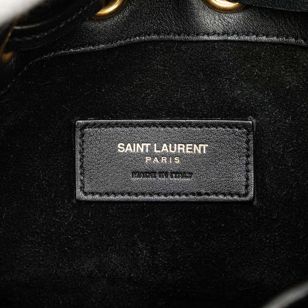 Saint Laurent Small Calfskin Emmanuelle Fringe Bucket Bag - 5