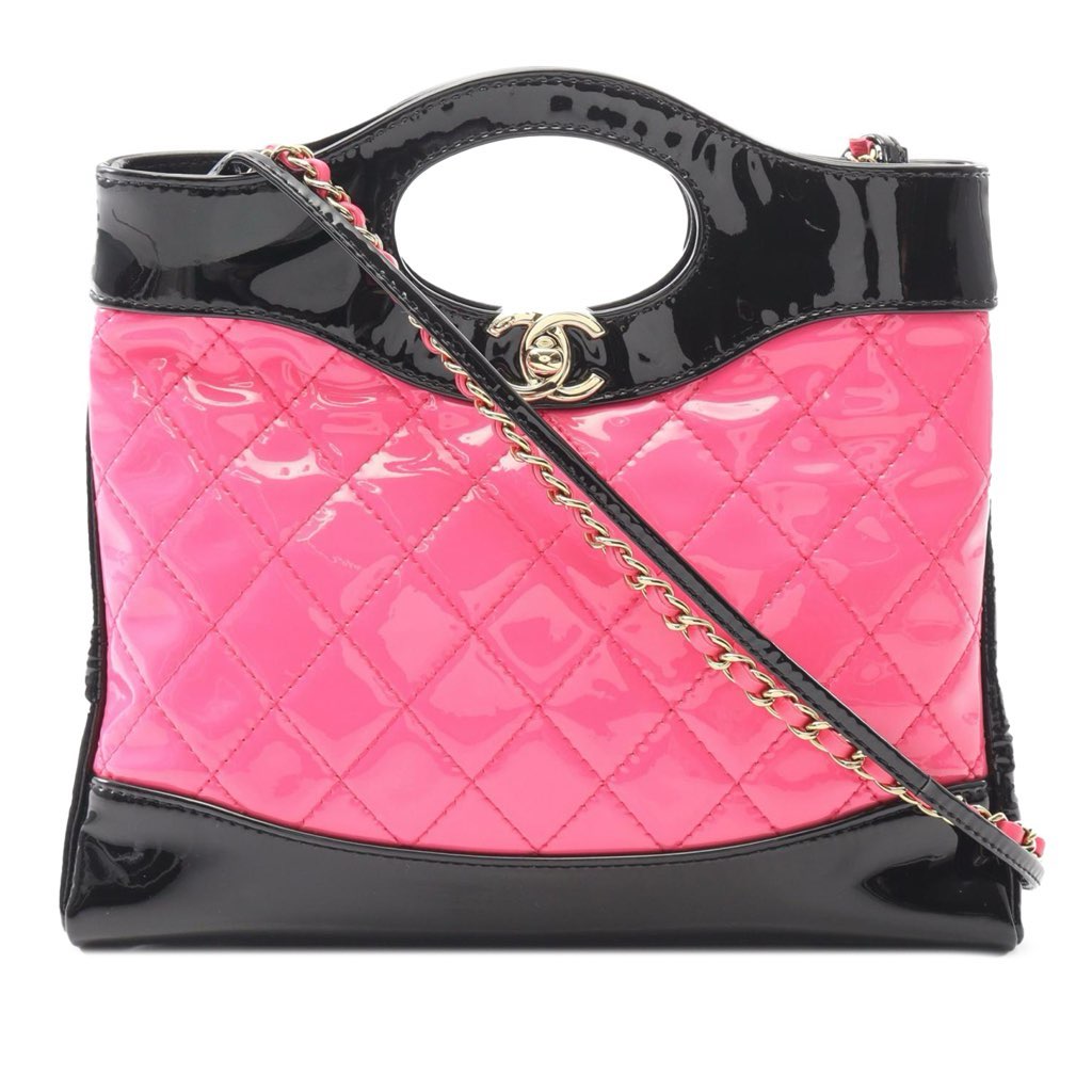 Chanel Mini Bicolor Quilted Patent 31 Shopping Bag