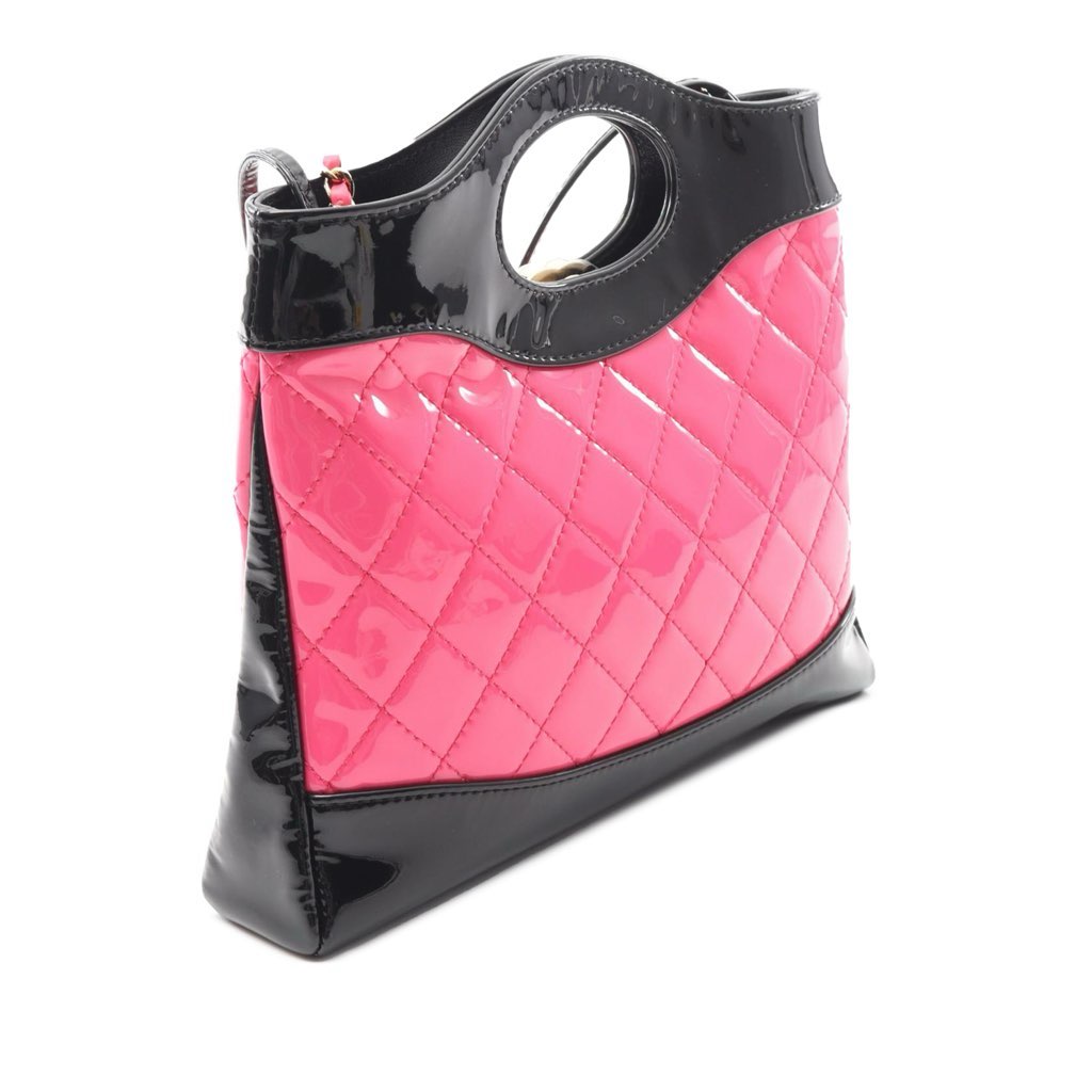 Chanel Mini Bicolor Quilted Patent 31 Shopping Bag - Back view