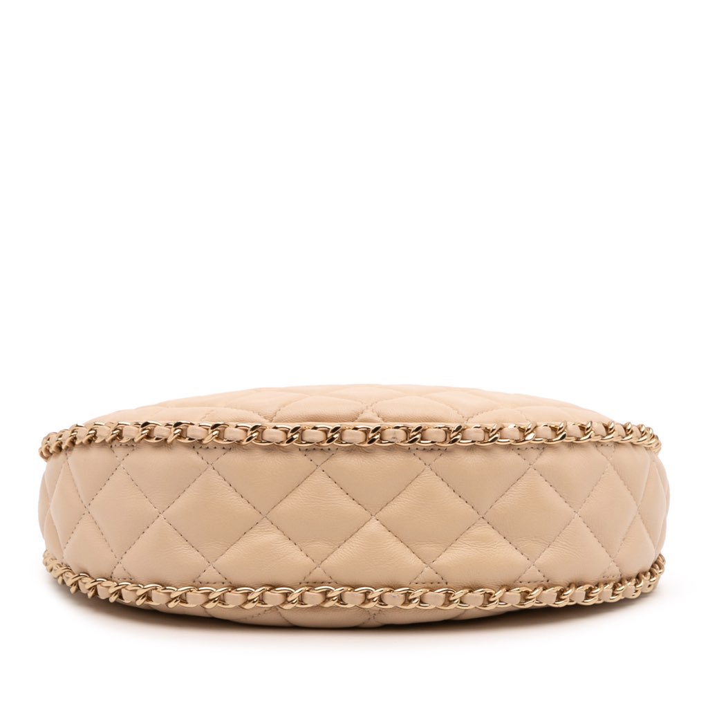 Chanel Small Quilted Lambskin Chain Around Hook Hobo Bag - 3