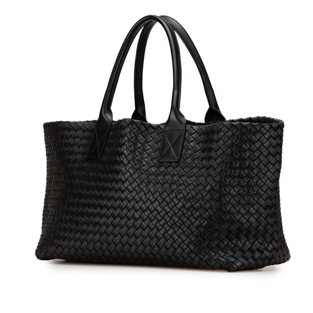 Bottega Veneta Medium Lambskin Intreccio Cabat Tote - Back view