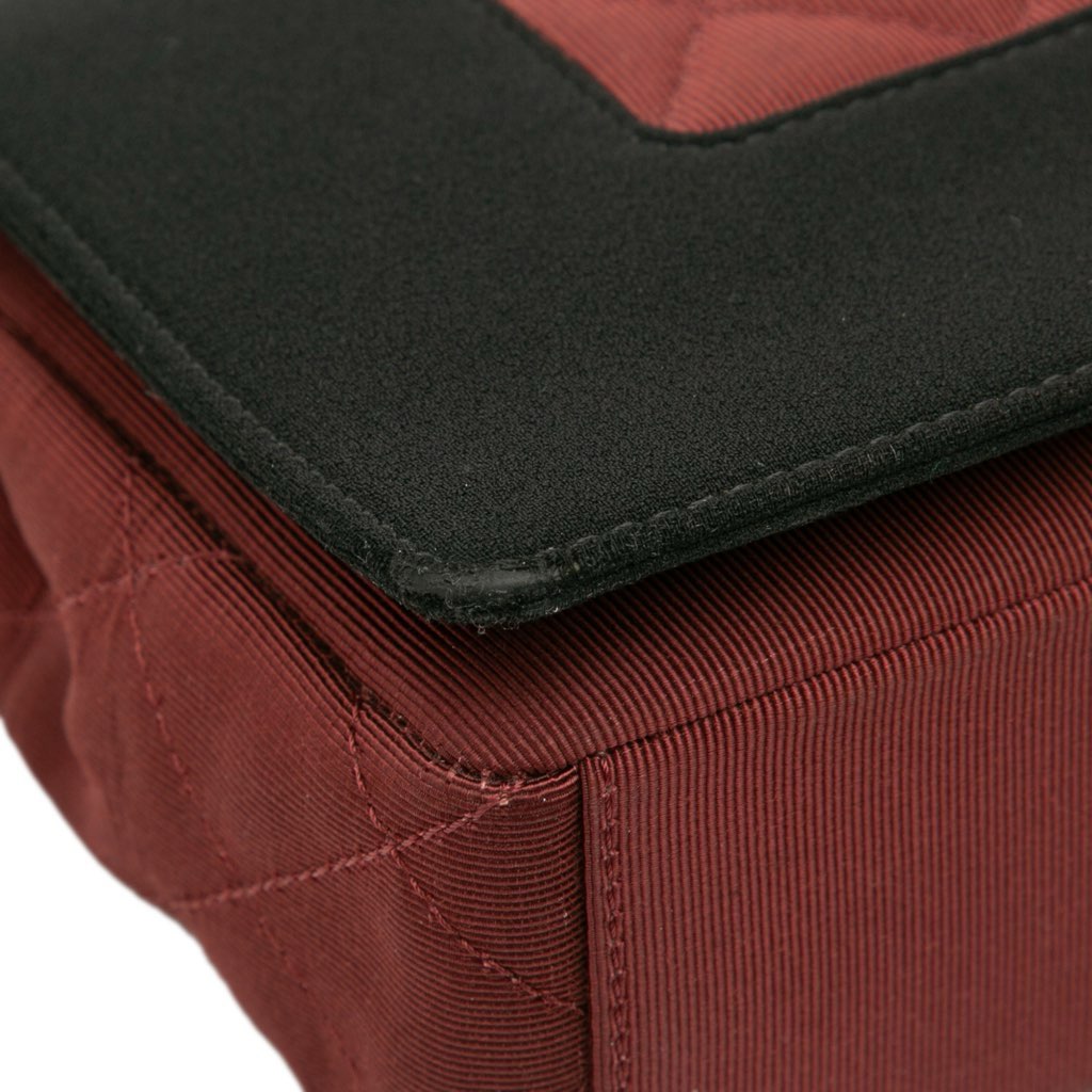 Chanel Small Bicolor Quilted Grosgrain Satin Small Mademoiselle Double Flap - Detail 2