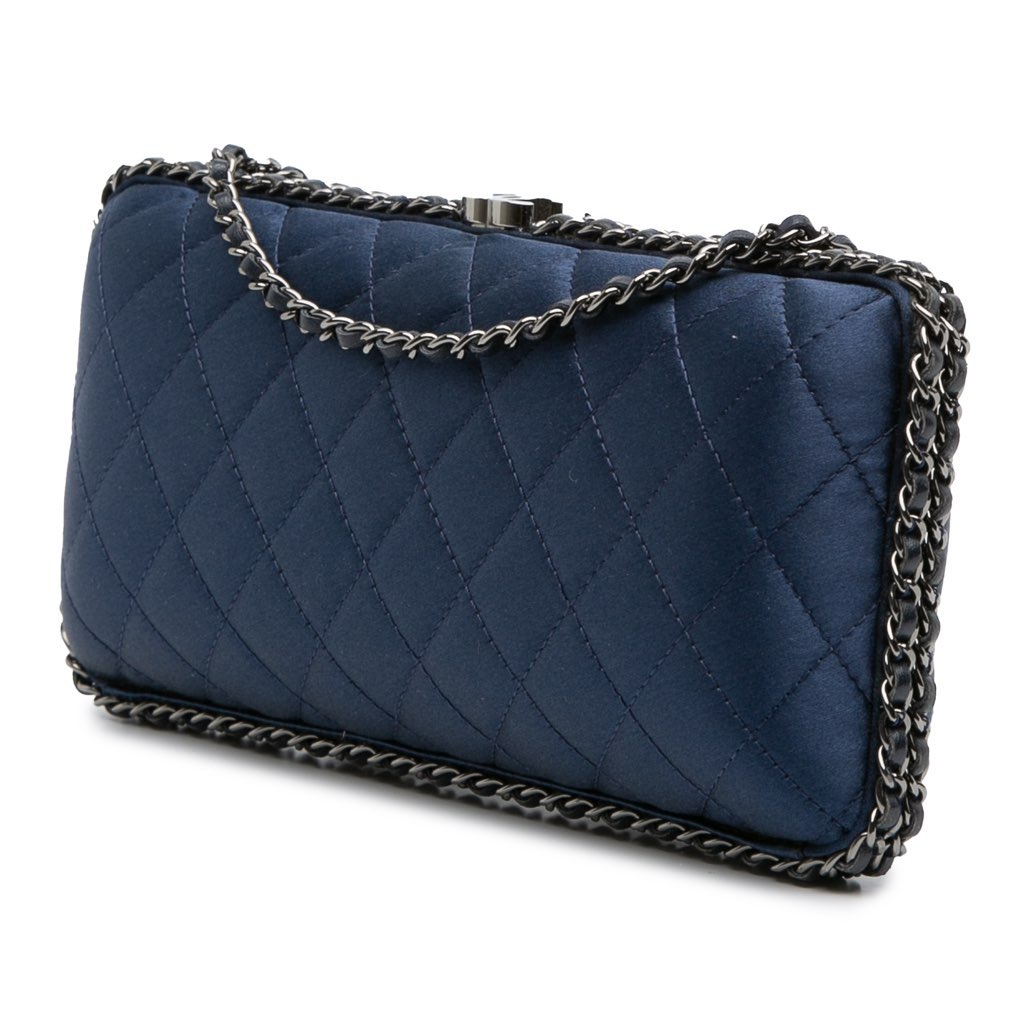 Chanel Quilted Satin Chain Around Clutch - Back view