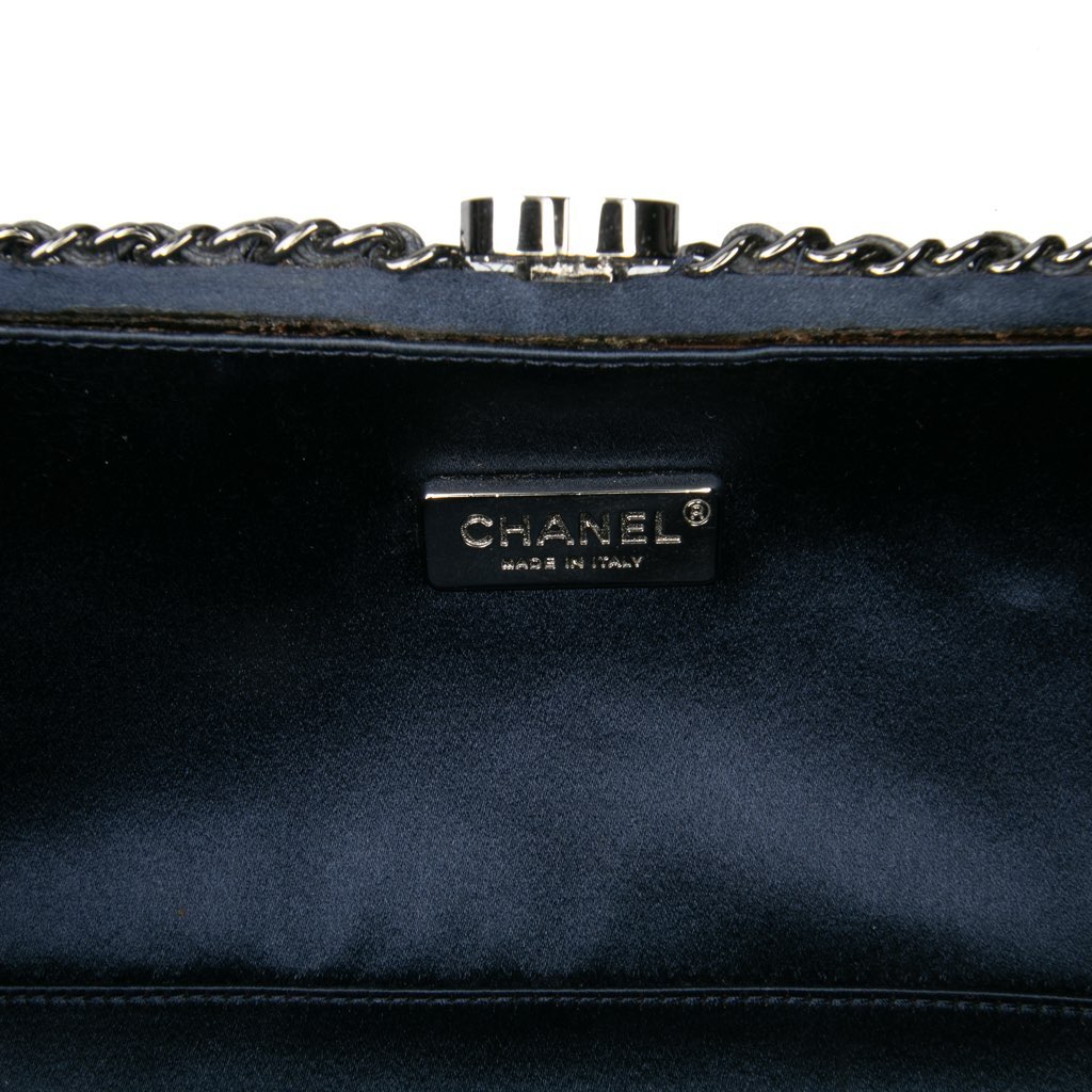 Chanel Quilted Satin Chain Around Clutch - Side view