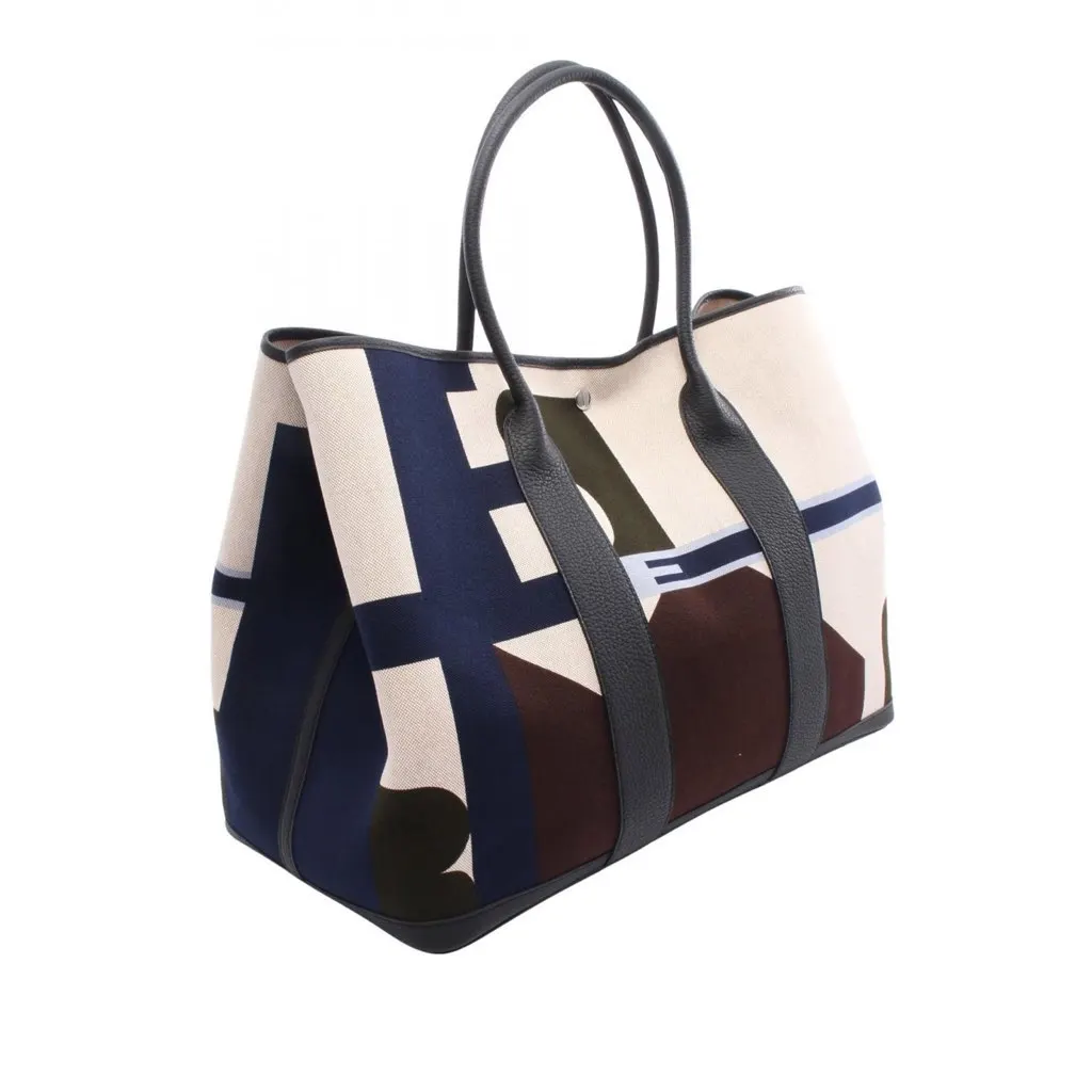 Hermès H Plume and Negonda Pacific Garden Party Voyage 49 Brown Canvas Good - Back View