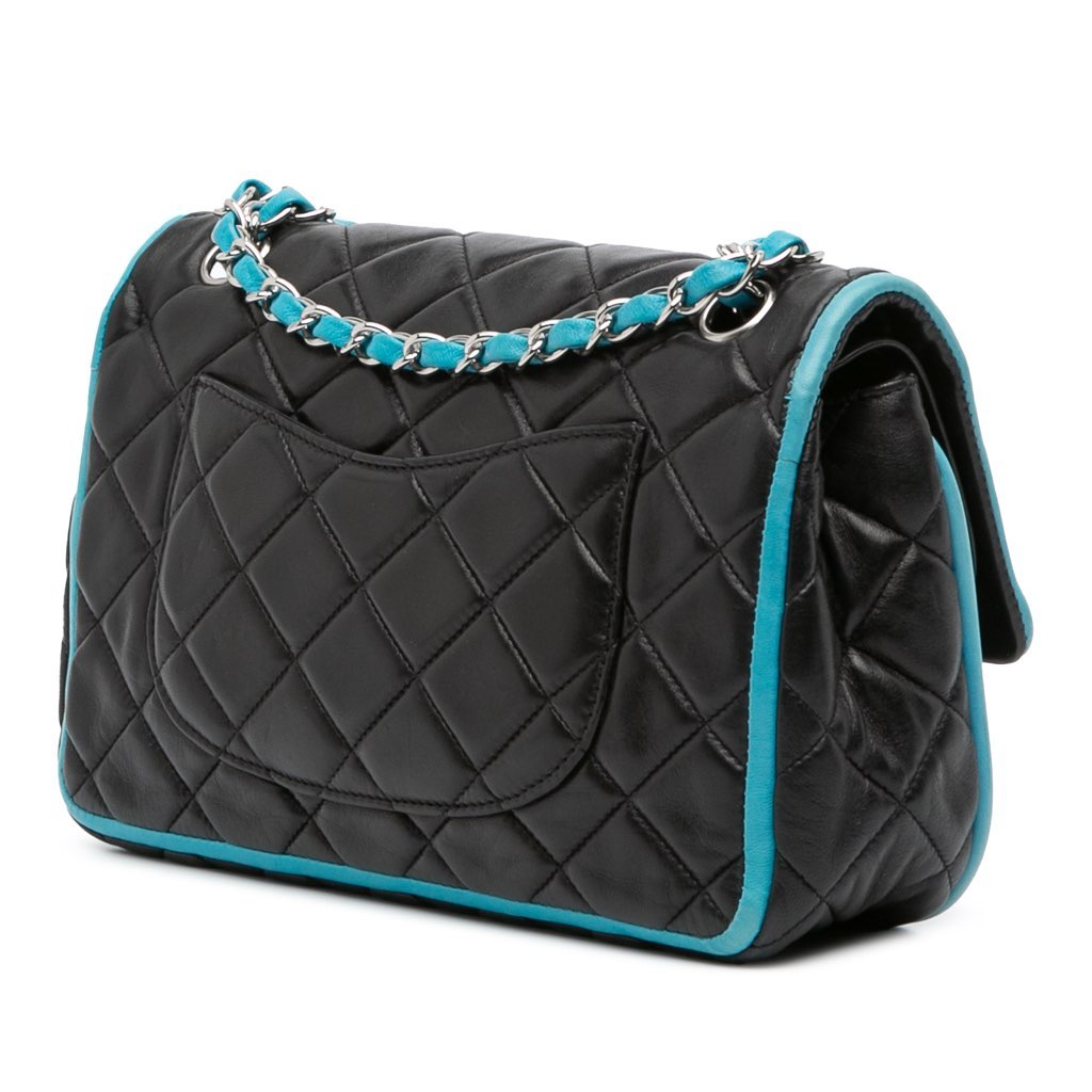 Chanel Medium Classic Bicolor Quilted Lambskin Double Flap - Back view