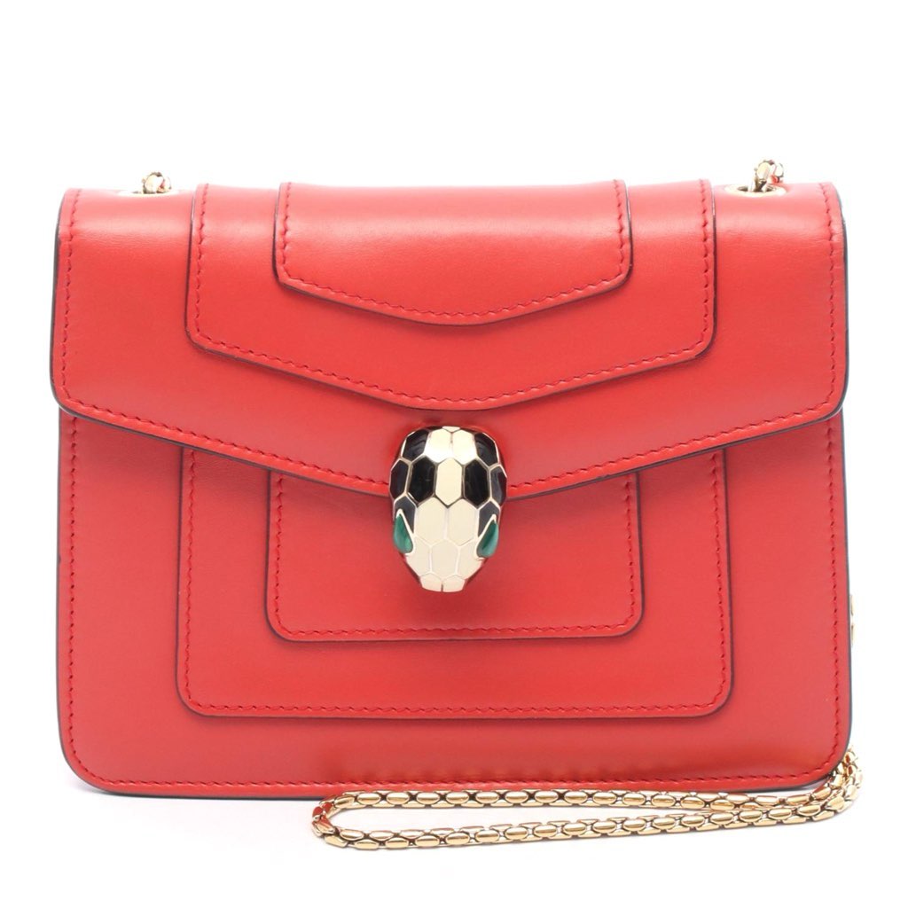 Bvlgari Small Leather Square Serpenti Forever Chain Crossbody