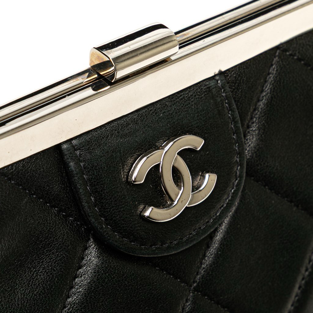 Chanel CC Quilted Lambskin Kiss Lock Frame Top Handle Bag - Image 10
