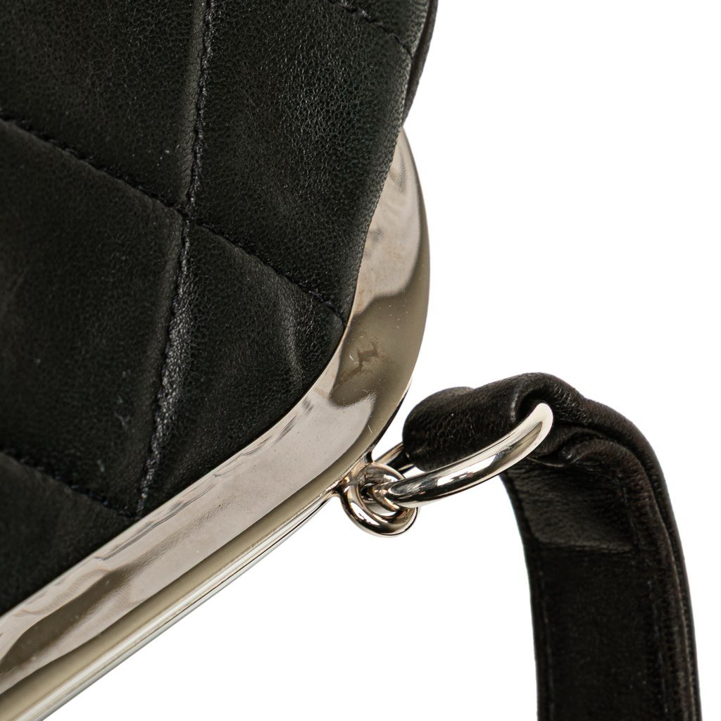 Chanel CC Quilted Lambskin Kiss Lock Frame Top Handle Bag - Image 11