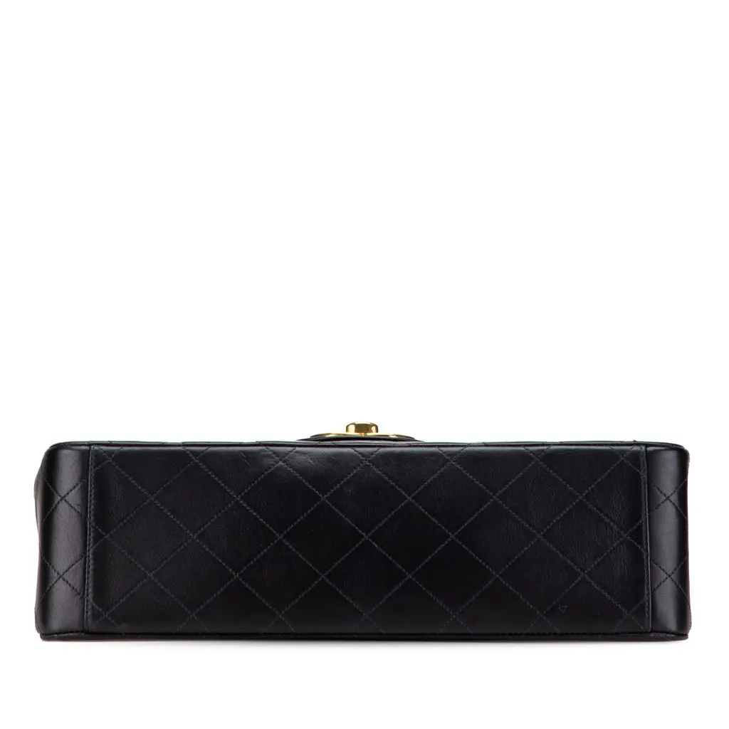 Chanel Maxi XL Classic Lambskin Single Flap Black Leather Good - Inside View